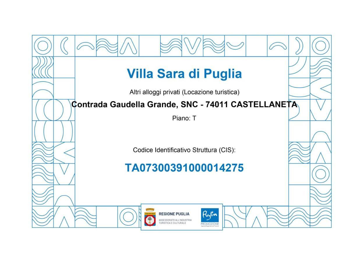 Villa Sara Di Puglia Castellaneta Kültér fotó